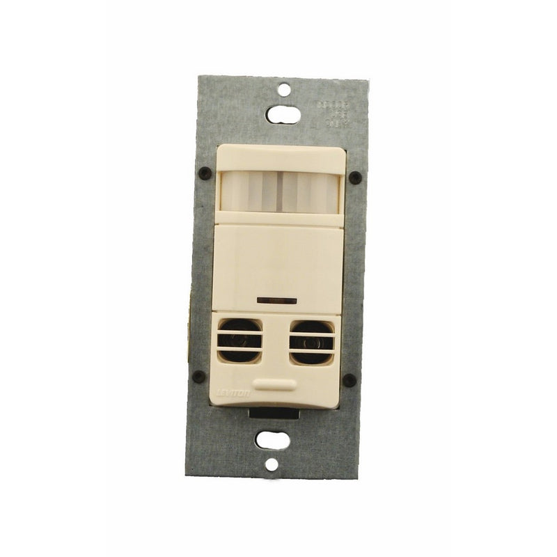 Leviton OSSMT-GDT Ultrasonic/Infrared, Multi-Technology Wall Switch Sensor, No Neutral, 2400 sq. ft. Major & 400 sq. ft. Minor Motion Coverage, Light Almond