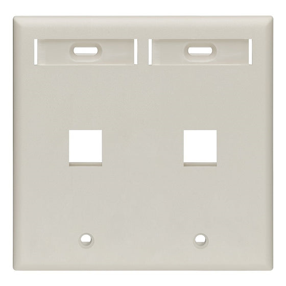 Leviton 42080-2TP 2-Port Dual Gang QuickPort Wallplate with ID Windows, Light Almond