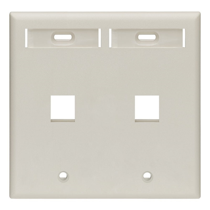 Leviton 42080-2TP 2-Port Dual Gang QuickPort Wallplate with ID Windows, Light Almond