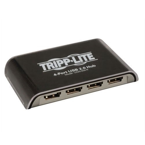 Tripp Lite 4-Port USB Mini Hub, 3-1/4w x 2-3/4d x 3/4h, Black/Silver-TRPU225004R