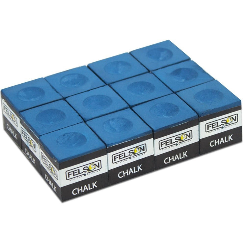 Box of 12 Blue Cubes of Pool Cue Chalk by Felson Billiard Supplies