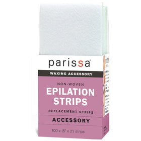 Parissa Epilation (Waxing) Non-Woven Cloth Strips, Replacement Strips for use with Hair Removal Liquid Wax, 100 x Small Size Strips 5'' x 2''