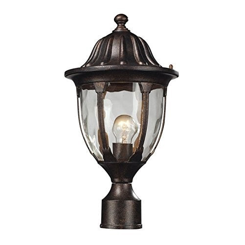 ELK 45005/1 Glendale 1-Light Outdoor Post Mount with Water Glass Shade, 9 by 17-Inch, Regal Bronze Finish