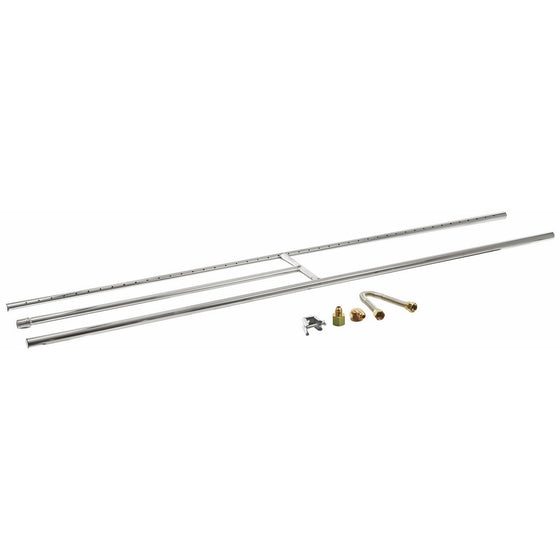 American Fire Glass SS-H-48 Stainless Steel H-Style Burner - Natural Gas, 48" x 8"