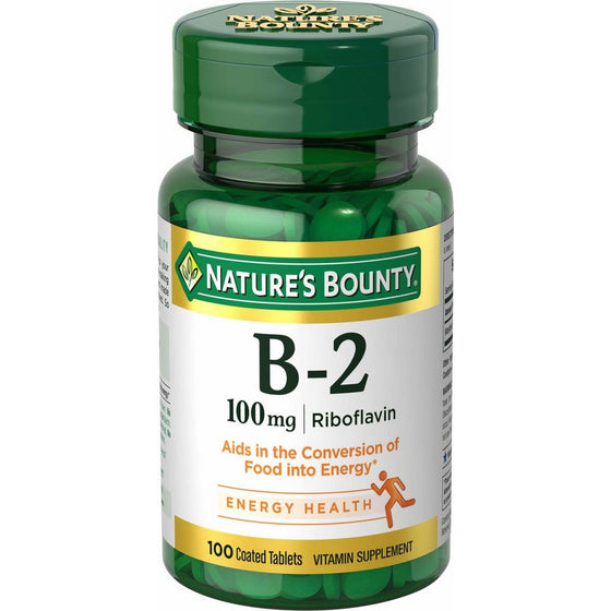 Nature's Bounty Vitamin B-2 100 mg, 100 Coated Tablets (Pack of 3)