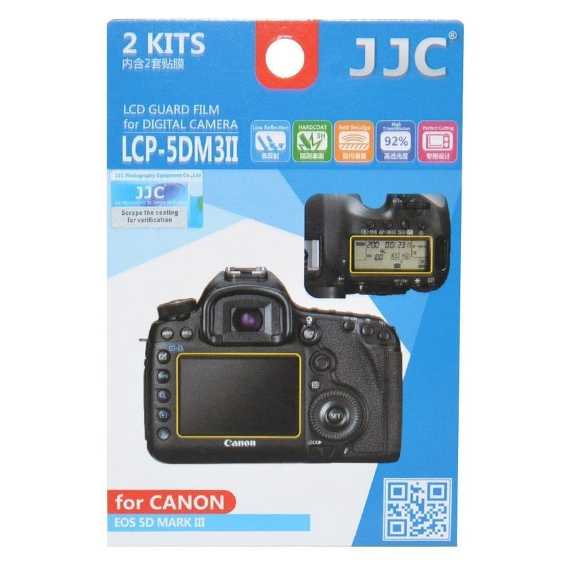 JJC LCP-5DM3II 2KITS Hard-Coating LCD Guard Film Screen Protector For Canon EOS 5D Mark III 5Ds/5DsR Camera