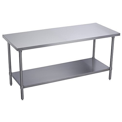 GSW Commercial Flat Top Work Table with Stainless Steel Top, 1 Galvanized Undershelf & Adjustable Bullet Feet, 24" W x 30" L x 35" H, NSF Approved