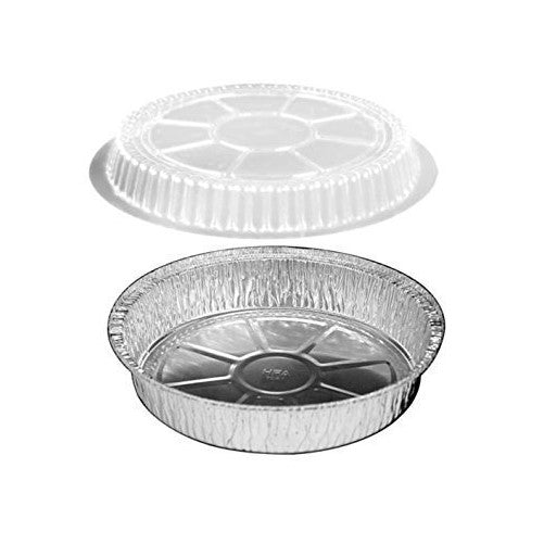 HandiFoil 7" TakeOut To-Go Round Disposable Aluminum Foil Pan sets with Plastic Dome Lids, 10 Count, 7 1/8"x 7 1/8" x 1 1/2" deep