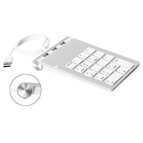 Cateck Aluminum Finish USB Numeric Keypad with USB Hub Combo for iMac, MacBooks, PCs and Laptops