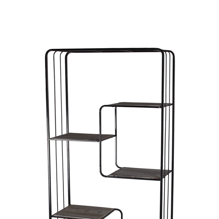 Metal and Wood Bakers Rack with Hairpin Legs, Gray and Black