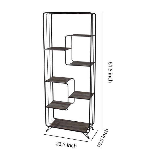 Metal and Wood Bakers Rack with Hairpin Legs, Gray and Black