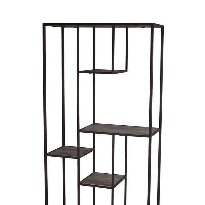 Wood and Metal Bakers Rack with Tubular Frame, Gray and Black