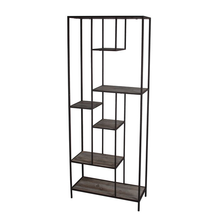 Wood and Metal Bakers Rack with Tubular Frame, Gray and Black