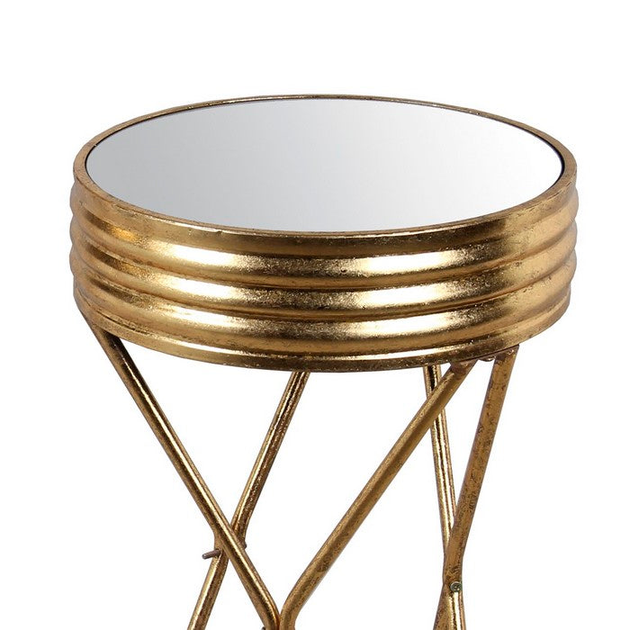 Round Mirror Stand with Metal Hairpin legs, Small, Gold
