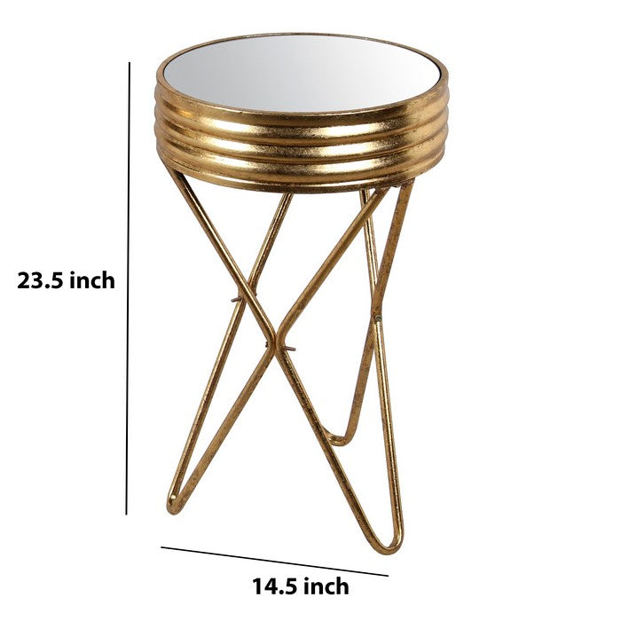Round Mirror Stand with Metal Hairpin legs, Small, Gold