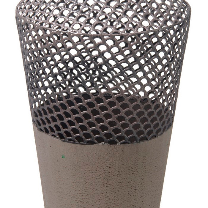 Contemporary Style Metal Vase with Mesh Top Design, Gray