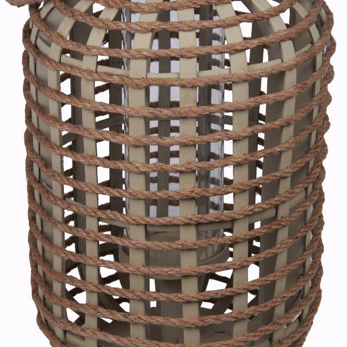 Traditional Style Wood and Glass Lantern, Large, Brown