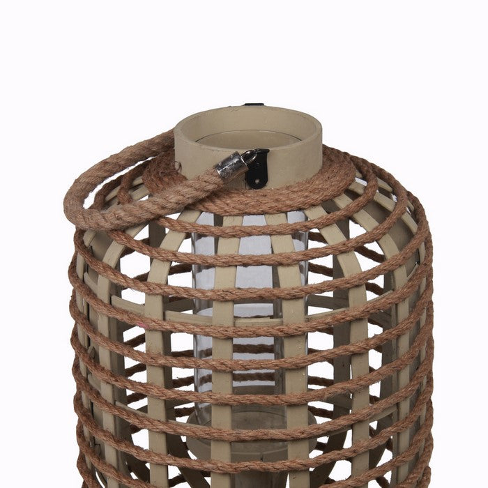 Traditional Style Wood and Glass Lantern, Small, Brown