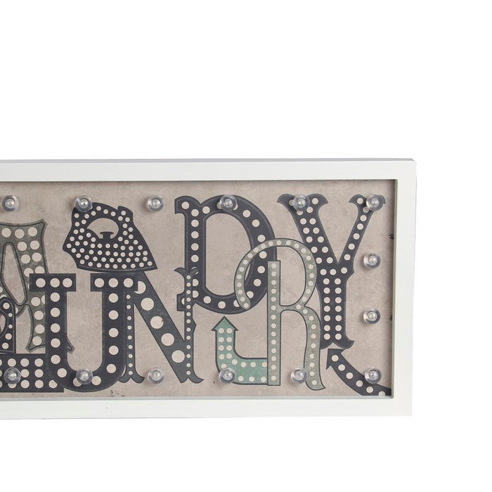 Transitional Wall Decor with LED and Text Illustration, Gray and White