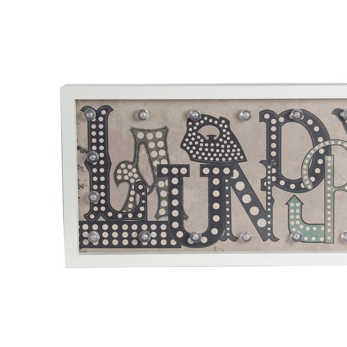 Transitional Wall Decor with LED and Text Illustration, Gray and White