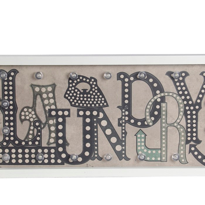 Transitional Wall Decor with LED and Text Illustration, Gray and White