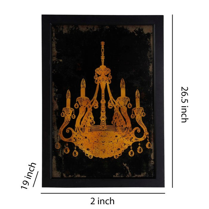 Rectangular Shaped Chandelier Wall Art, Yellow and Black