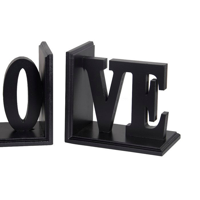 Contemporary LOVE Word Wooden Bookends With Cut Out Accents, Red