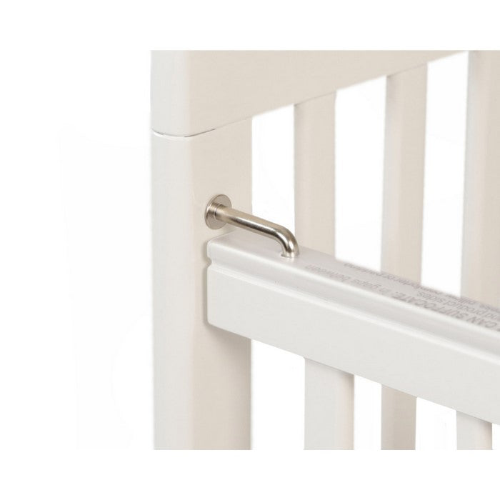 Transitional Slatted Foldable Wooden Crib with Caster Support, White