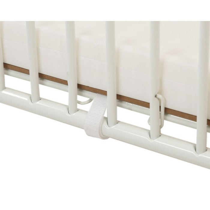 Slatted Metal Crib with Folding Mechanism and Casters, Small, White