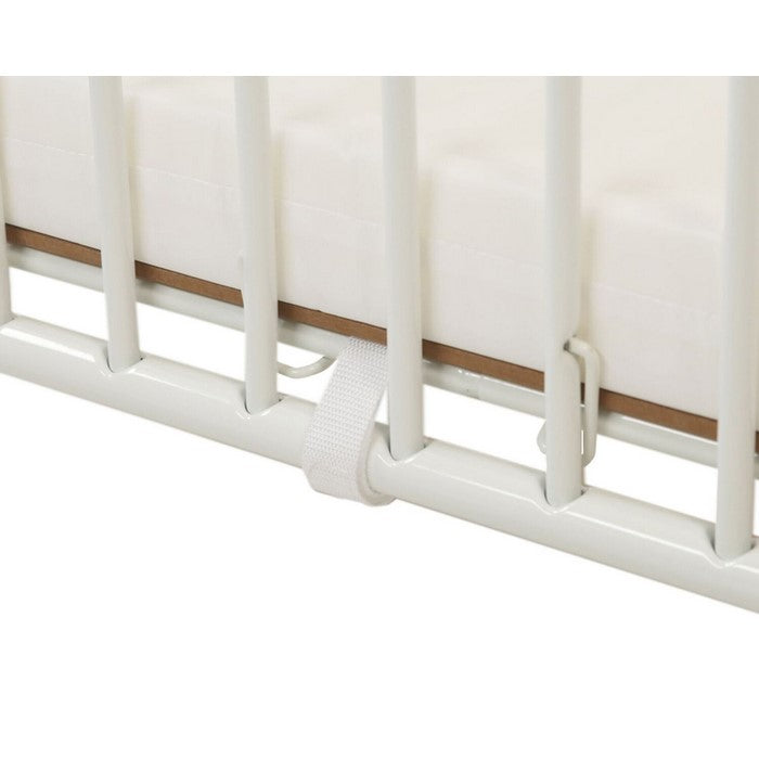 Slatted Metal Crib with Folding Mechanism and Casters, Large, White