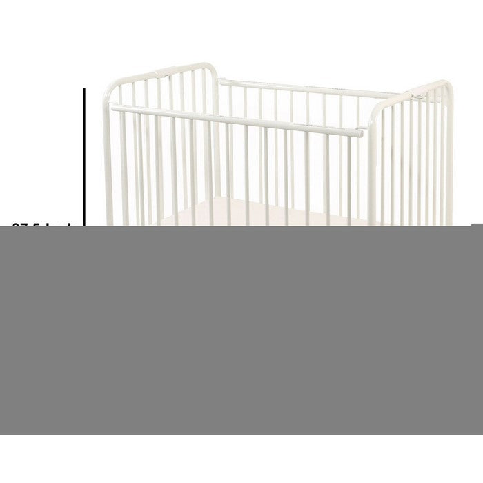 Slatted Metal Crib with Folding Mechanism and Casters, Large, White