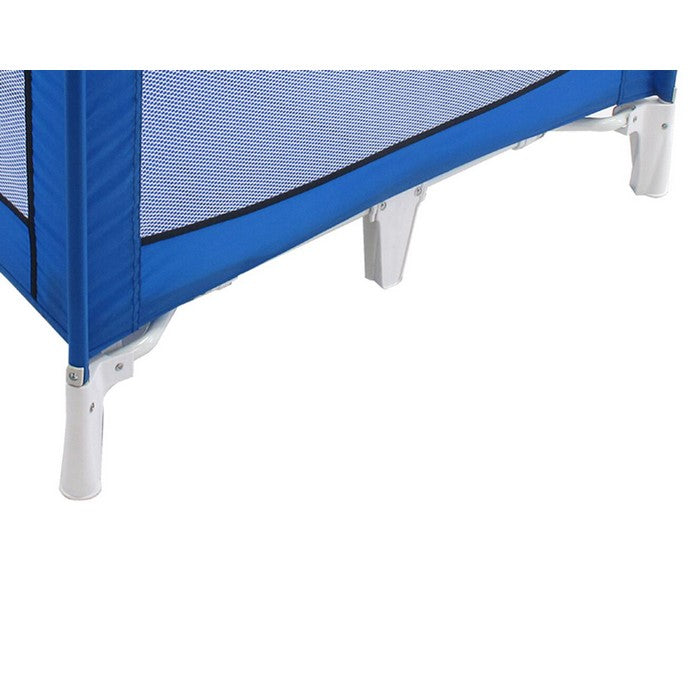 Fabric Covered Metal Crib Yard with Mesh Design, Blue