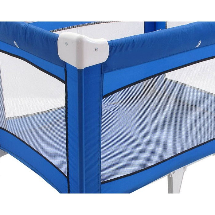 Fabric Covered Metal Crib Yard with Mesh Design, Blue