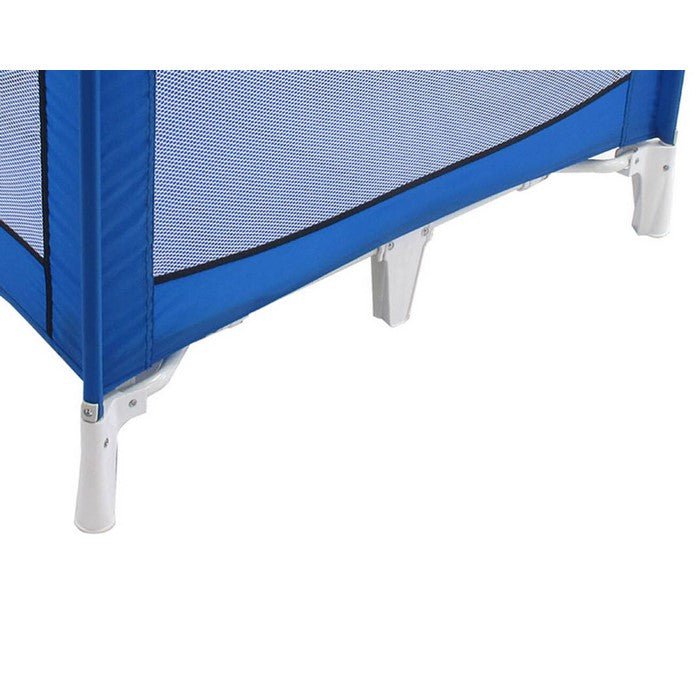 Fabric Covered Metal Crib Yard with Mesh Design, Blue