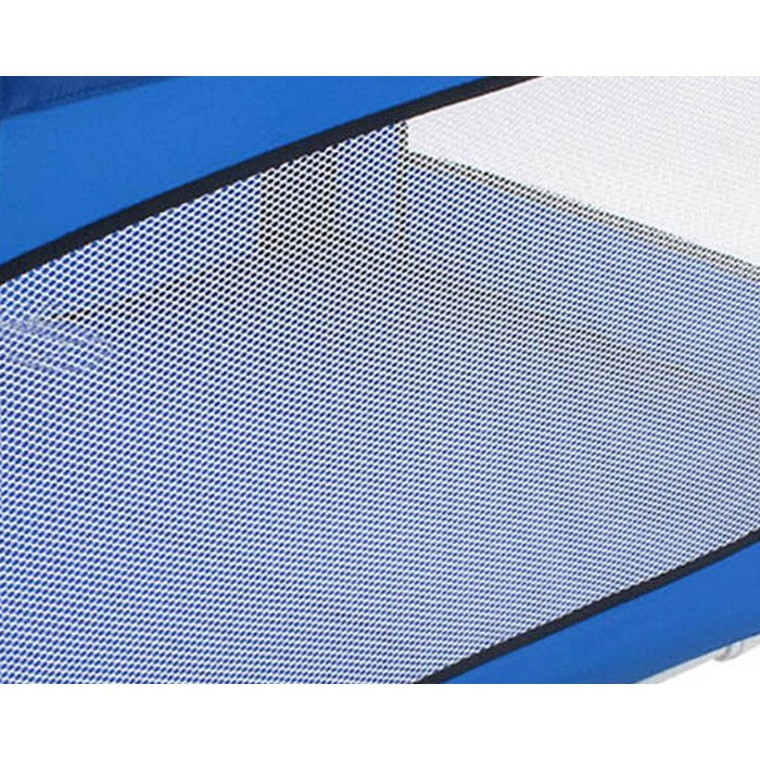 Fabric Covered Metal Crib Yard with Mesh Design, Blue