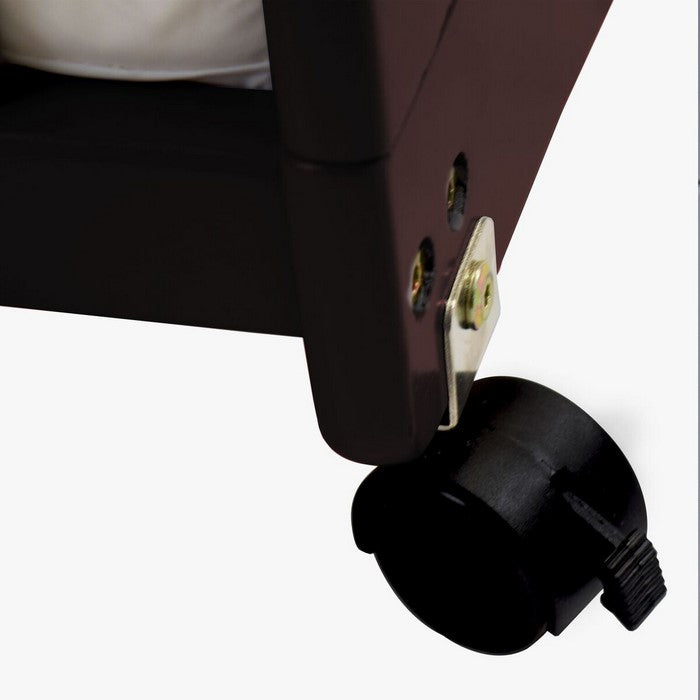 Slatted Wooden Bedside Manor with Casters, Cherry Brown and Black