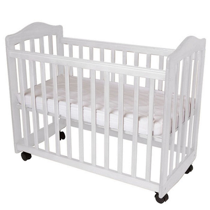Transitional Slatted Wooden Bedside Manor with Casters,White and Black
