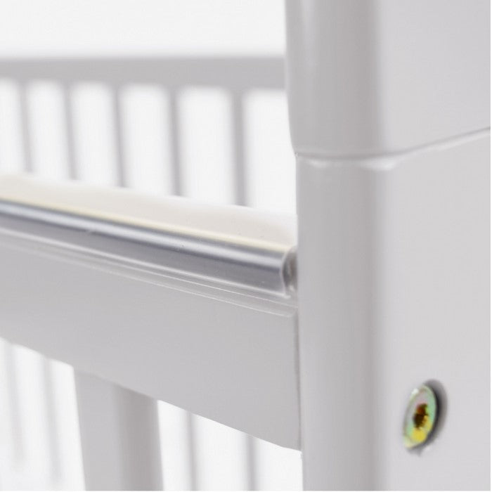 Transitional Slatted Wooden Bedside Manor with Casters,White and Black
