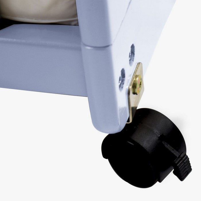 Transitional Slatted Wooden Bedside Manor with Casters,White and Black