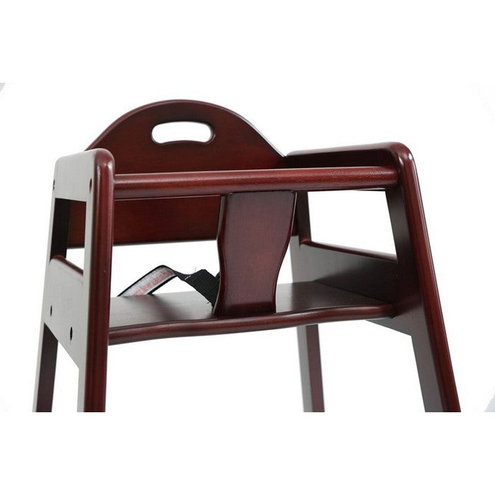 Wooden High Chair for Babies with Safety Belt, Cherry Brown