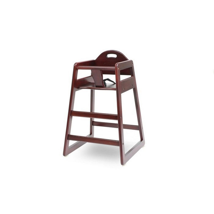 Wooden High Chair for Babies with Safety Belt, Cherry Brown