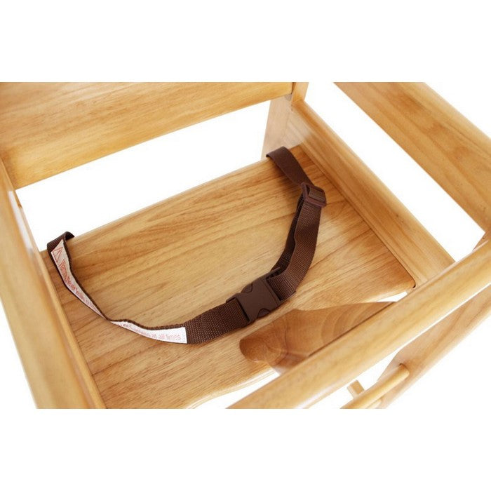 Wooden High Chair for Babies with Safety Belt, Natural Brown