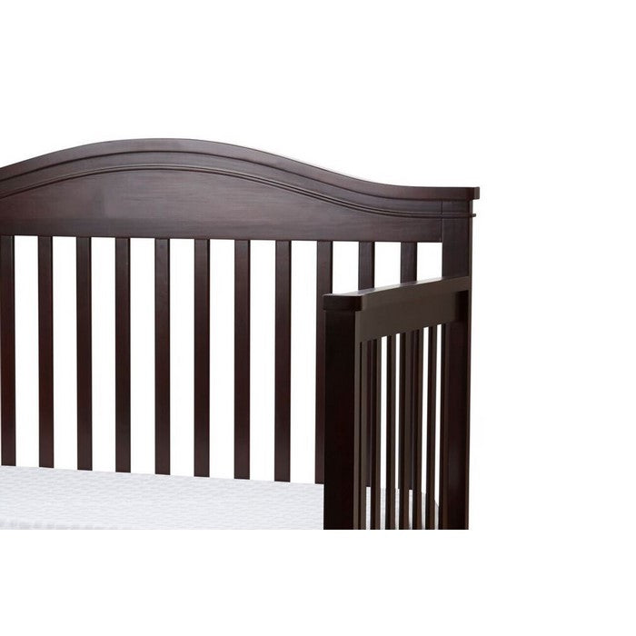 Wooden 4 in 1 Convertible Crib with Slatted Details, Cherry Brown