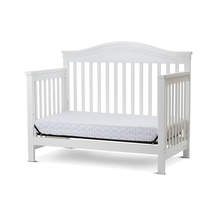 Wooden 4 in 1 Convertible Crib with Slatted Details, White