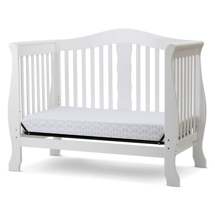 Wooden 4 in 1 Convertible Crib with Slatted Pattern, White