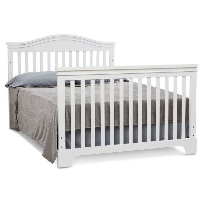 Wooden 4 in 1 Convertible Crib with Slatted Pattern, White