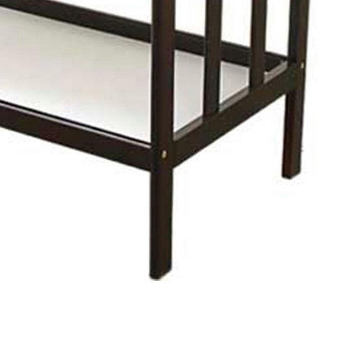 Wooden Changing Table with 2 Shelves and Slatted Sides, Cherry Brown