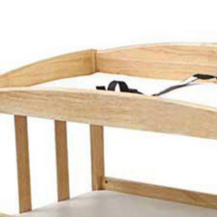 Wooden Changing Table with 2 Shelves and Slatted Sides, Natural Brown