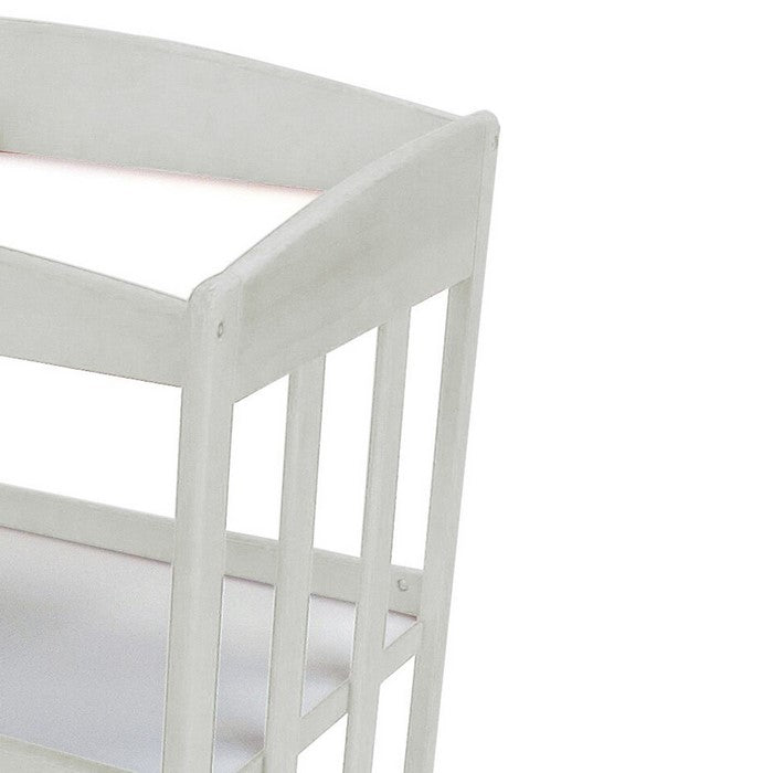 Wooden Changing Table with 2 Shelves and Slatted Sides, White