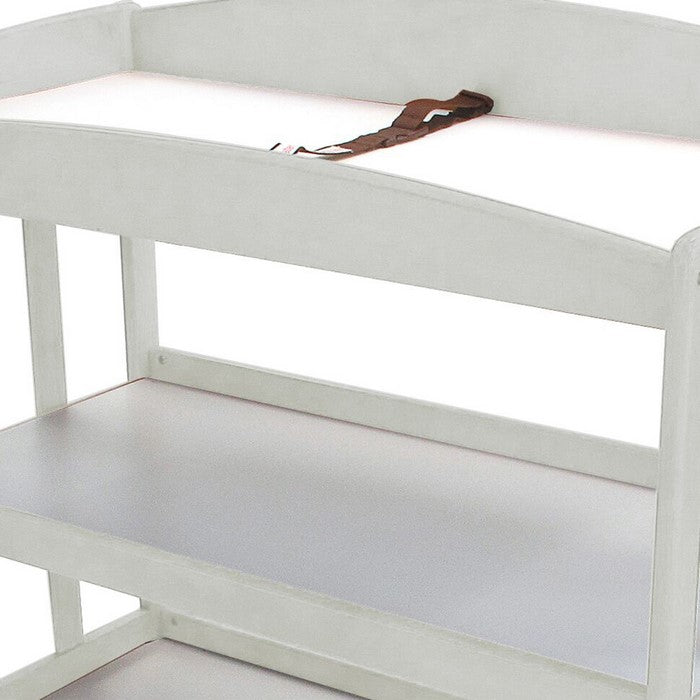 Wooden Changing Table with 2 Shelves and Slatted Sides, White